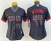 Women's Cincinnati Reds #44 Elly De La Cruz Number Black 2023 City Connect Cool Base Stitched Baseball Jersey4