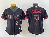 Women's Cincinnati Reds #7 Spencer Steer Numer Black 2023 City Connect Cool Base Stitched Baseball Jersey1,baseball caps,new era cap wholesale,wholesale hats