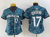 Women's Los Angeles Angels #17 Shohei Ohtani Number Teal 2023 All Star Cool Base Stitched Jersey,baseball caps,new era cap wholesale,wholesale hats