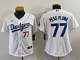 Women's Los Angeles Dodgers #77 Peso Pluma Number White Stitched Cool Base Nike Jersey,baseball caps,new era cap wholesale,wholesale hats
