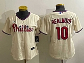 Women's Philadelphia Phillies #10 JT Realmuto Cream Cool Base Jersey,baseball caps,new era cap wholesale,wholesale hats