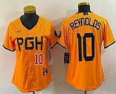 Women's Pittsburgh Pirates #10 Bryan Reynolds Number Yellowd 2023 City Connect Stitched Jersey,baseball caps,new era cap wholesale,wholesale hats
