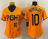 Women's Pittsburgh Pirates #10 Bryan Reynolds Number Yellowd 2023 City Connect Stitched Jersey1,baseball caps,new era cap wholesale,wholesale hats