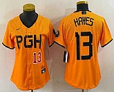 Women's Pittsburgh Pirates #13 KeBryan Hayes Number Yellow 2023 City Connect Stitched Jersey2,baseball caps,new era cap wholesale,wholesale hats