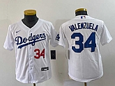 Youth Los Angeles Dodgers #34 Fernando Valenzuela Number White Stitched Cool Base Nike Jersey,baseball caps,new era cap wholesale,wholesale hats