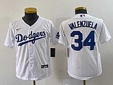 Youth Los Angeles Dodgers #34 Fernando Valenzuela White Stitched Cool Base Nike Jersey,baseball caps,new era cap wholesale,wholesale hats