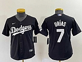 Youth Los Angeles Dodgers #7 Julio Urias Black Turn Back The Clock Stitched Cool Base Jersey,baseball caps,new era cap wholesale,wholesale hats