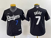Youth Los Angeles Dodgers #7 Julio Urias Number Black Turn Back The Clock Stitched Cool Base Jersey1,baseball caps,new era cap wholesale,wholesale hats