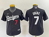 Youth Los Angeles Dodgers #7 Julio Urias Number Black Turn Back The Clock Stitched Cool Base Jersey2,baseball caps,new era cap wholesale,wholesale hats