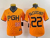 Youth Pittsburgh Pirates #22 Andrew McCutchen Number Yellow 2023 City Connect Stitched Jersey,baseball caps,new era cap wholesale,wholesale hats