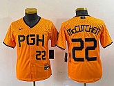 Youth Pittsburgh Pirates #22 Andrew McCutchen Number Yellow 2023 City Connect Stitched Jersey2,baseball caps,new era cap wholesale,wholesale hats