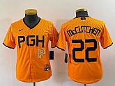 Youth Pittsburgh Pirates #22 Andrew McCutchen Yellow 2023 City Connect Stitched Jersey,baseball caps,new era cap wholesale,wholesale hats
