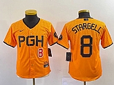 Youth Pittsburgh Pirates #8 Willie Stargell Number Yellow 2023 City Connect Stitched Jersey,baseball caps,new era cap wholesale,wholesale hats