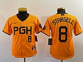 Youth Pittsburgh Pirates #8 Willie Stargell Number Yellow 2023 City Connect Stitched Jersey2,baseball caps,new era cap wholesale,wholesale hats
