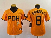 Youth Pittsburgh Pirates #8 Willie Stargell Number Yellow 2023 City Connect Stitched Jersey5,baseball caps,new era cap wholesale,wholesale hats