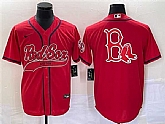 Men's Boston Red Sox Red Team Big Logo With Patch Cool Base Stitched Baseball Jersey