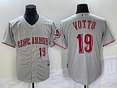 Men's Cincinnati Reds #19 Joey Votto Grey Wool Stitched Throwback Jersey,baseball caps,new era cap wholesale,wholesale hats