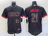 Men's Cincinnati Reds #21 Hunter Greene Number Black 2023 City Connect Flex Base Jersey,baseball caps,new era cap wholesale,wholesale hats