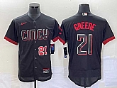 Men's Cincinnati Reds #21 Hunter Greene Number Black 2023 City Connect Flex Base Stitched Jersey,baseball caps,new era cap wholesale,wholesale hats