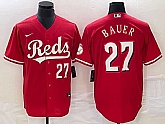 Men's Cincinnati Reds #27 Trevor Bauer Number Red Stitched MLB Cool Base Nike Jersey,baseball caps,new era cap wholesale,wholesale hats