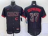 Men's Cincinnati Reds #37 Tyler Stephenson Black 2023 City Connect Flex Base Stitched Jersey,baseball caps,new era cap wholesale,wholesale hats