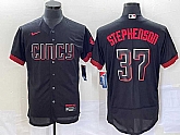 Men's Cincinnati Reds #37 Tyler Stephenson Black 2023 City Connect Flex Base Stitched Jerseys,baseball caps,new era cap wholesale,wholesale hats