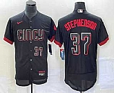 Men's Cincinnati Reds #37 Tyler Stephenson Number Black 2023 City Connect Flex Base Stitched Jersey,baseball caps,new era cap wholesale,wholesale hats