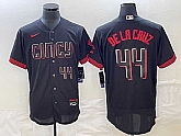 Men's Cincinnati Reds #44 Elly De La Cruz Number Black 2023 City Connect Cool Base Jersey,baseball caps,new era cap wholesale,wholesale hats