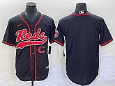 Men's Cincinnati Reds Black With Patch Cool Base Stitched Baseball Jerseys,baseball caps,new era cap wholesale,wholesale hats