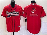 Men's Cleveland Guardians Red Team Big Logo With Patch Cool Base Stitched Baseball Jersey