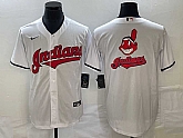 Men's Cleveland Guardians White Team Big Logo Cool Base Stitched Jersey,baseball caps,new era cap wholesale,wholesale hats