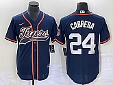 Men's Detroit Tigers #24 Miguel Cabrera Navy Cool Base Stitched Baseball Jersey,baseball caps,new era cap wholesale,wholesale hats
