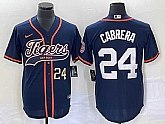 Men's Detroit Tigers #24 Miguel Cabrera Number Navy Blue Cool Base Stitched Baseball Jersey,baseball caps,new era cap wholesale,wholesale hats