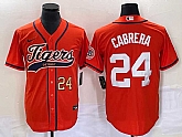 Men's Detroit Tigers #24 Miguel Cabrera Number Orange Cool Base Stitched Baseball Jersey,baseball caps,new era cap wholesale,wholesale hats