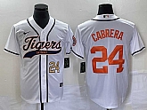 Men's Detroit Tigers #24 Miguel Cabrera Number White Cool Base Stitched Baseball Jersey,baseball caps,new era cap wholesale,wholesale hats