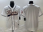 Men's Detroit Tigers Blank White Cool Base Stitched Baseball Jersey