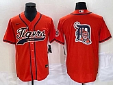 Men's Detroit Tigers Orange Team Big Logo Cool Base Stitched Baseball Jersey,baseball caps,new era cap wholesale,wholesale hats