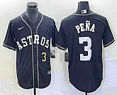 Men's Houston Astros #3 Jeremy Pena Number Black Cool Base Stitched Baseball Jersey,baseball caps,new era cap wholesale,wholesale hats
