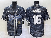 Men's Los Angeles Dodgers #16 Will Smith Number Gray Camo Cool Base With Patch Stitched Baseball Jersey,baseball caps,new era cap wholesale,wholesale hats