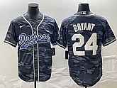 Men's Los Angeles Dodgers #24 Kobe Bryant Gray Camo Cool Base With Patch Stitched Baseball Jersey,baseball caps,new era cap wholesale,wholesale hats