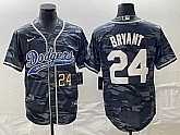 Men's Los Angeles Dodgers #24 Kobe Bryant Number Gray Camo Cool Base With Patch Stitched Baseball Jersey,baseball caps,new era cap wholesale,wholesale hats