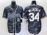 Men's Los Angeles Dodgers #34 Toro Valenzuela Gray Camo Cool Base With Patch Stitched Baseball Jersey,baseball caps,new era cap wholesale,wholesale hats