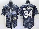 Men's Los Angeles Dodgers #34 Toro Valenzuela Number Gray Camo Cool Base With Patch Stitched Baseball Jersey,baseball caps,new era cap wholesale,wholesale hats