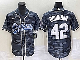 Men's Los Angeles Dodgers #42 Jackie Robinson Grey Camo Cool Base With Patch Stitched Baseball Jersey,baseball caps,new era cap wholesale,wholesale hats