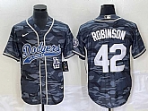 Men's Los Angeles Dodgers #42 Jackie Robinson Grey Camo Cool Base With Patch Stitched Baseball Jerseys,baseball caps,new era cap wholesale,wholesale hats