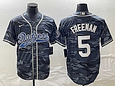 Men's Los Angeles Dodgers #5 Freddie Freeman Gray Camo Cool Base With Patch Stitched Baseball Jersey,baseball caps,new era cap wholesale,wholesale hats
