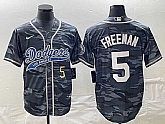 Men's Los Angeles Dodgers #5 Freddie Freeman Number Gray Camo Cool Base With Patch Stitched Baseball Jersey,baseball caps,new era cap wholesale,wholesale hats