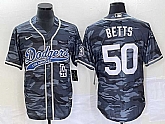 Men's Los Angeles Dodgers #50 Mookie Betts Gray Camo Cool Base With Patch Stitched Baseball Jersey,baseball caps,new era cap wholesale,wholesale hats