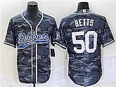 Men's Los Angeles Dodgers #50 Mookie Betts Gray Camo Cool Base With Patch Stitched Baseball Jerseys,baseball caps,new era cap wholesale,wholesale hats