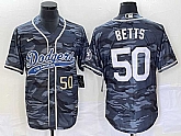 Men's Los Angeles Dodgers #50 Mookie Betts Number Gray Camo Cool Base With Patch Stitched Baseball Jersey,baseball caps,new era cap wholesale,wholesale hats